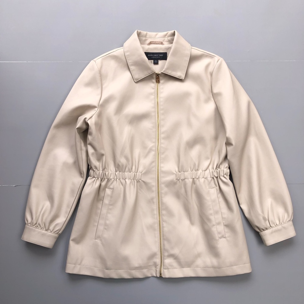 Marc New York Womens Jacket Small Latte Beige Andrew Marc Cinched Waist